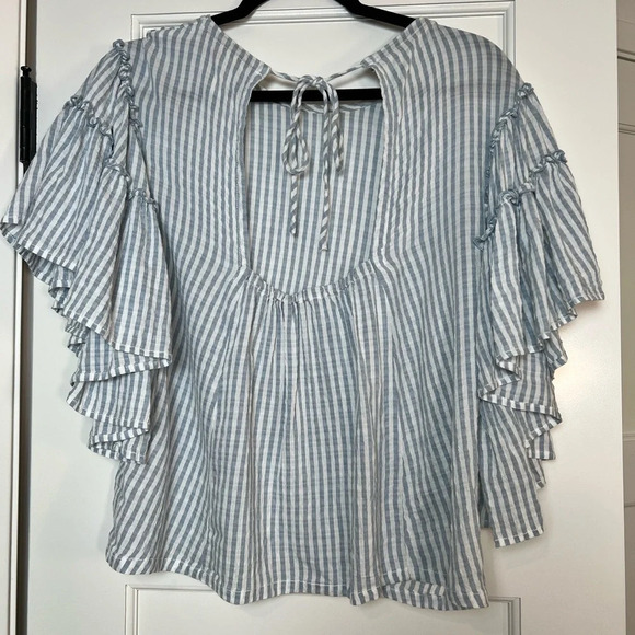 Anthropologie Pilcro Sybil Ruffle Sleeve Stripe Blouse (Small) - Picture 4 of 4